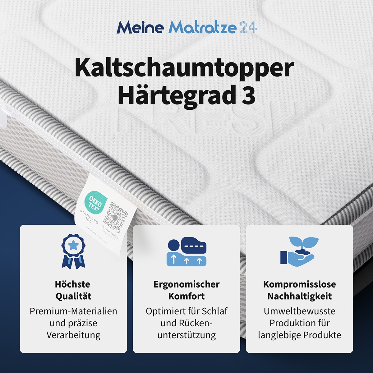 Ergonomischer, nachhaltiger & qualitativer Kaltschaumtopper in Härtegrad 3